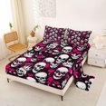 thumbnail image 2 of Homewish Spooky Halloween Skull Queen Sheets,Crown Heart Queen Sheet Sets,Pink White,4-Piece,1 Flat Sheet, 1 Fitted Sheet and 2 Pillowcases, 2 of 6