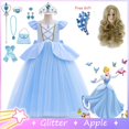 thumbnail image 2 of Disfraz De Princesa Disney Cenicienta Para Bebé Niña Vestidos Azules Niñas Malla Terno Navidad Halloween Carnaval Fiesta Bata, 2 of 4