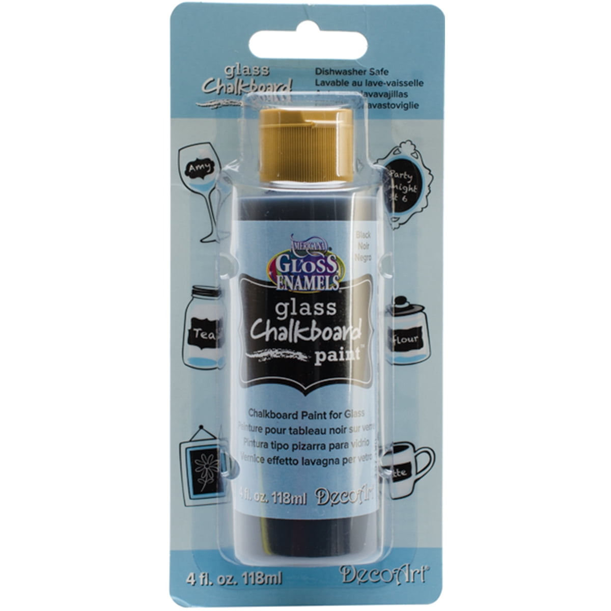 Gloss Enamels Glass Chalkboard Paint 4 Ounce CardedBlack