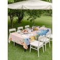 thumbnail image 3 of Happy Easter Outdoor Tablecloth - 60x120 Inch Rectangle Dining Table Cover, Spring Watercolor Bunny Eggs Flowers Pink Waterproof Outdoor Table Cloth with Umbrella Hole & Zipper for Picnic/Patio/Party, 3 of 7