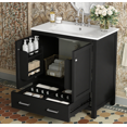 thumbnail image 1 of 30" Solid Wood Vanity with Undermount Basin, 2-Door Cabinet & Organized Drawer, 1 of 20