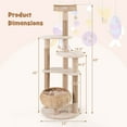 thumbnail image 3 of Costway 65" Cattail Cat Tower with Jute Scratching Posts Perch Basket Bed Dangling Balls, 3 of 10