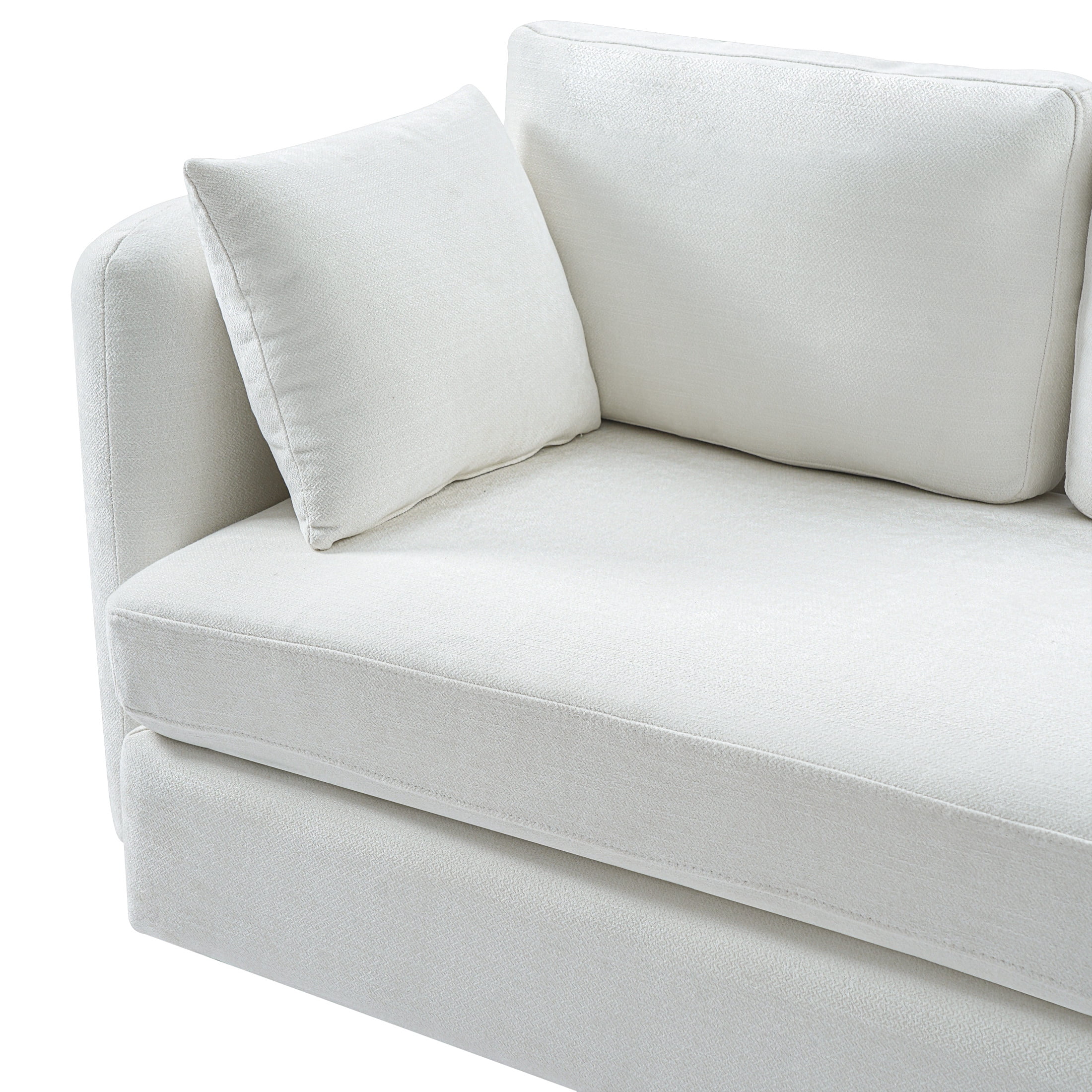 Christopher Knight Home 116.5" Modern Curved Sofa with Cushions and Pillows, 3 Seats, Light Beige