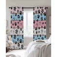 thumbnail image 3 of Pink Blue Paw Print Blackout Curtains 54 Inches Long for Bedroom, Vintage Farmhouse Wooden Grain Thermal Insulated Room Darkening Black Out Window Curtain Panels Grommet Drapes for Living Room, 3 of 8