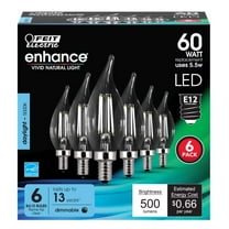 60 W Equivalent Daylight CA10 Dimmable Enhance Glass Candelabra Filament LED Light Bulb (6-Pack)