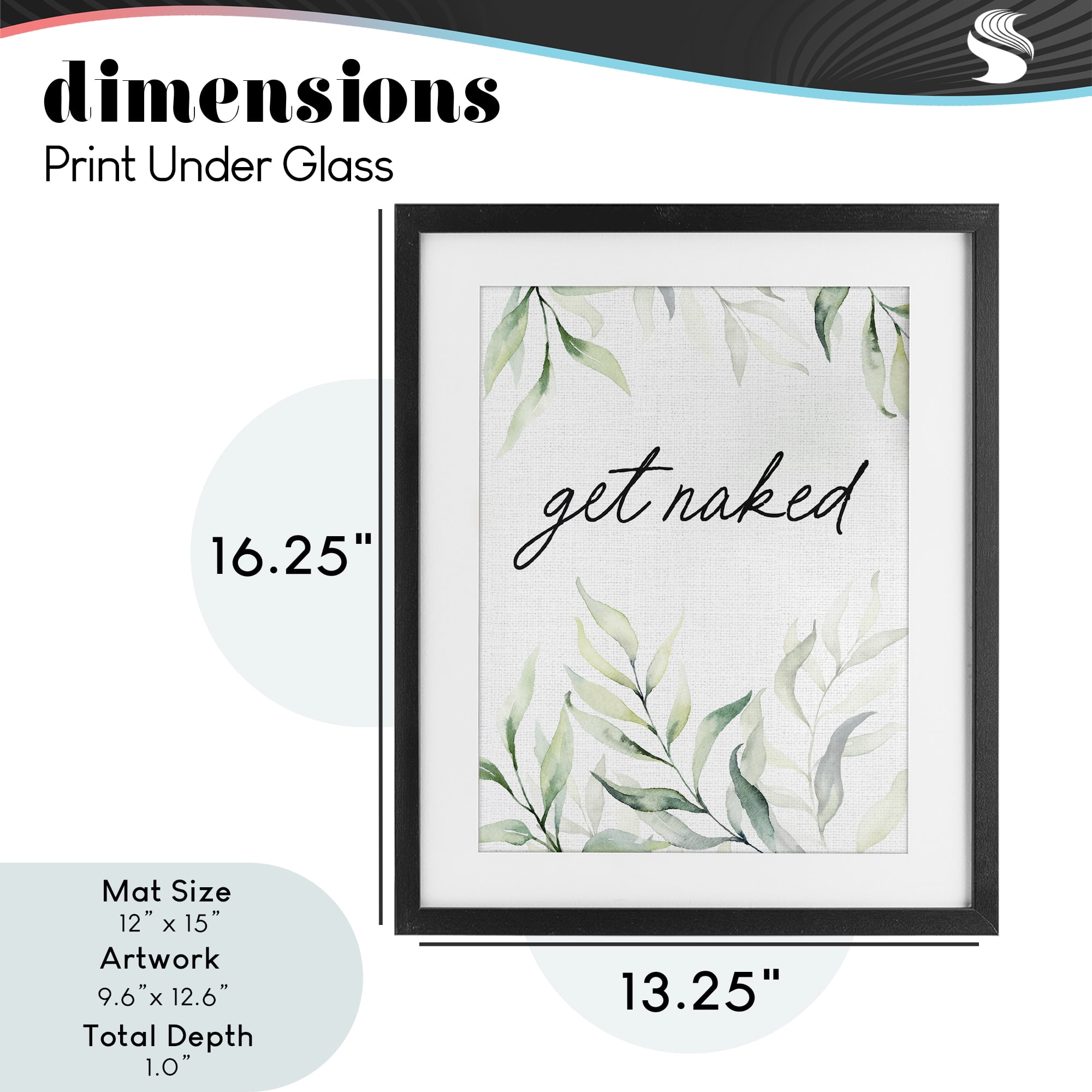 Get Naked Bathroom Herbs Black Framed Print Under Glass, design by Lettered and Lined