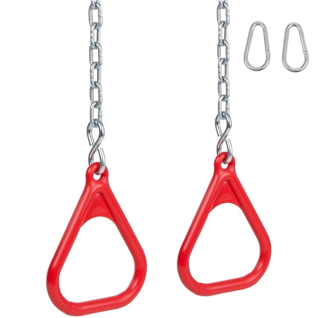 Swing Set Stuff Trapèze Anneaux et Chaînes avec Autocollant Logo SSS, Rouge