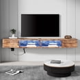 thumbnail image 5 of Floating TV Stand Wall Mounted Shelf with Blue LED Lights, Wood Media Console Entertainment Center Under TV, Cabinet Hutch Desk Storage for Living Room,Rustic Brown, 5 of 9