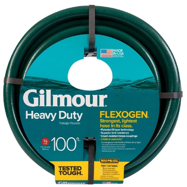 Gilmour 8341011001 Flexogen Heavy Duty Garden Hose, Green, 3/4" x 100