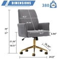 thumbnail image 4 of S-HOME Ergonomic Mid-Back Liftable Office Chair in Striped Fabric with Golden Base and Memory Foam Cushion , Gray, 4 of 7