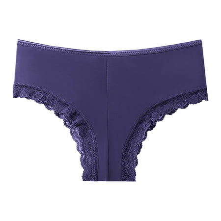 YHGFVOKJ Womens Underwear Lightweight Breathable High Waist Solid No Show Stretch Bikini Custom Thongs Panties Cotton Brief Underpants for Women Blue L