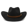 thumbnail image 2 of iHPH7 Straw Sun Hat Cowgirl Hat Packable Straw Hat for Women Cowboy Hat with String Country Concert Outfits for Women, Black One Size, 2 of 2
