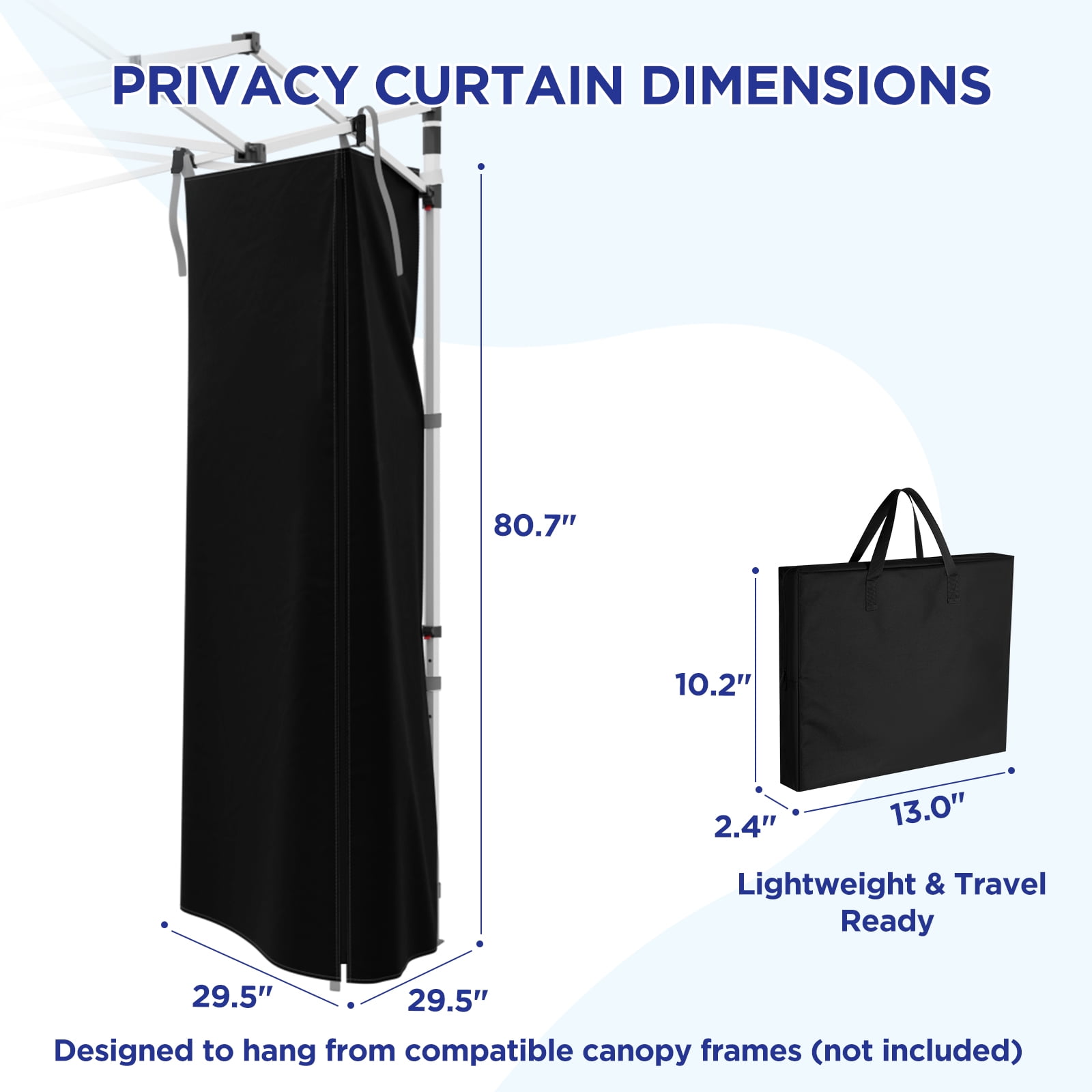 EAGLE PEAK Portable Privacy Tent Changing Room for Pop-up Canopy Fits Canopies with Cross Bars Outdoor Hanging Privacy Curtain, Black