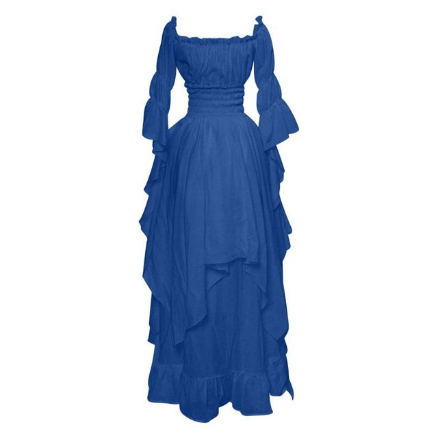 Yourumao Robes Gothiques pour Femmes Robe Rétro Renaissance Grande Taille Épaules Dénudées Robe Maxi Manches Évasées Costume Cosplay Automne Hiver Robe Médiévale de Cour