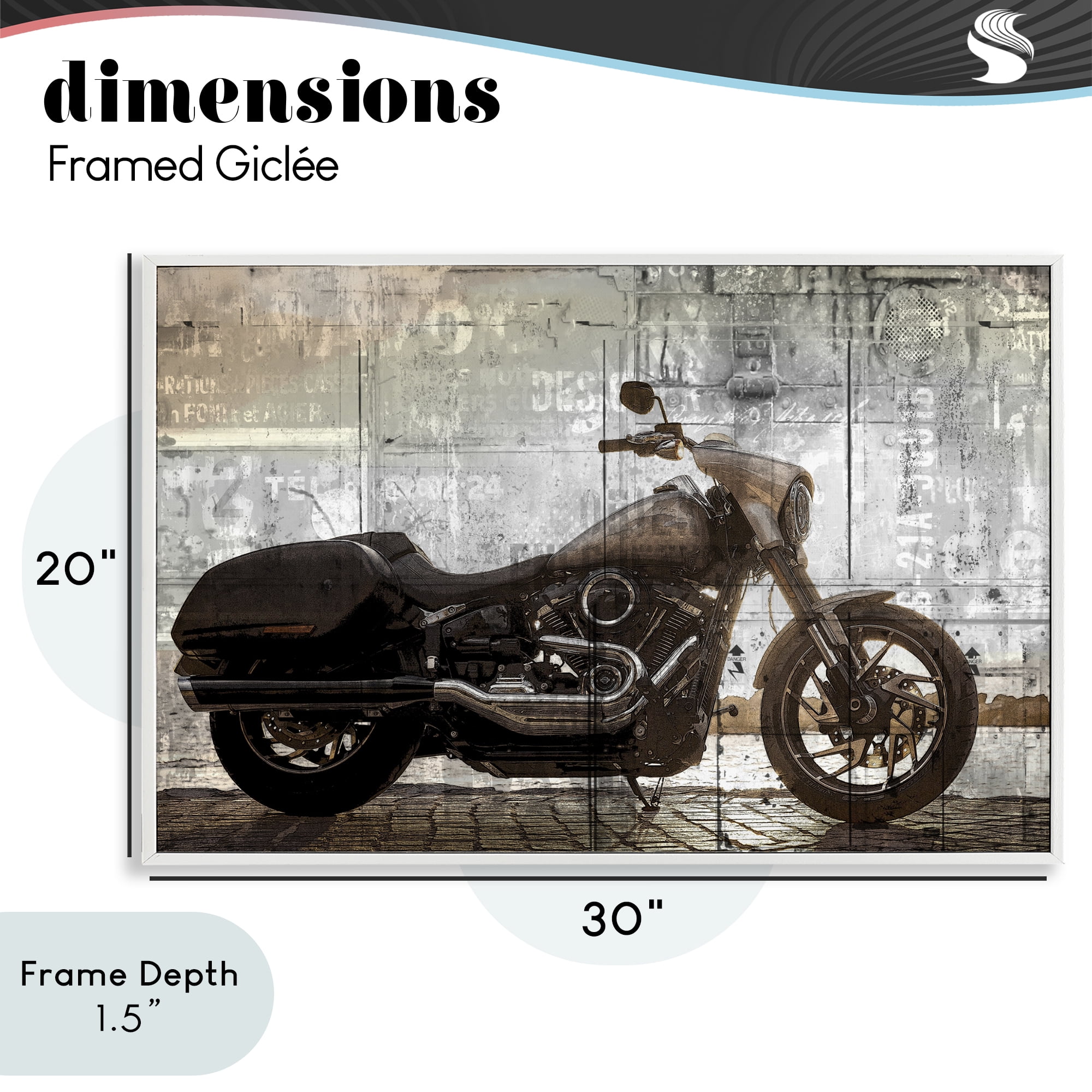Stupell Industries Sunset Ride Motorcycle White Framed Giclee Art, design by Kim Allen