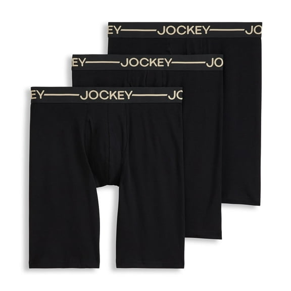 Jockey Men's Organic Cotton Stretch 9.5" Long Leg Boxer Brief - 3 Pack