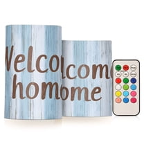 ALAZA Welcome Home on Wood 2 PCs LED Flickering Flameless Candles with Remote Timer Battery Operated Candle