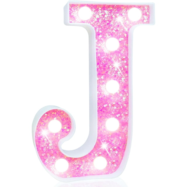 Carpa LED Pooqla con forma de letra para marquesina, color rosa claro, funciona con pilas