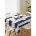 thumbnail image 2 of Blue Stripes Rectangle Tablecloth, Simple Blue White Texture Waterproof & StainResistant Tablecloth, Washable Oil-proof Table Cover for Dining/Party/Wedding/Camping/Buffet 52x70 In, 2 of 9