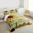 thumbnail image 3 of Castle Fairy Boys Girls Vintage Chic Floral Sunflower 3 Pieces Queen Comforter Set,Musical Notes Melody Ultra Soft Bedding Sets,Rustic Spring Garden Flower Bedding Comforter Set Breathable, 3 of 8