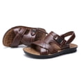thumbnail image 5 of Magazine Men's Leather Sandals Plush Size Handmade Summer Beach Shoes Rubber Anti-Slip Sole, 5 of 6