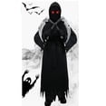 thumbnail image 3 of TheFound Halloween Grim Reaper Costumes Robe Pull à Capuche Yeux Rouges Gants Ceinture Fantôme Effrayant Ensemble Cosplay, 3 of 8