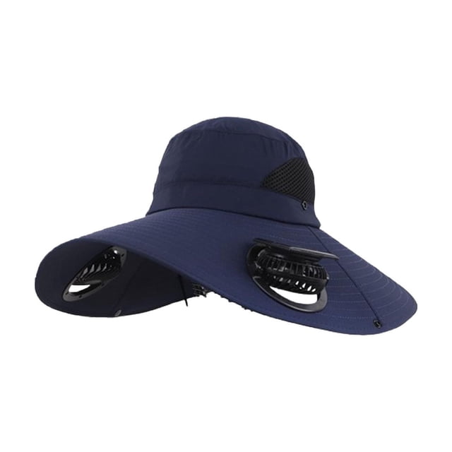 Sombrero de pesca al aire libre con ventilador solar ancho para acampar y hacer senderismo, sombrero para el sol para hombre con ventilador solar, sombreros de pesca con ventilador ajustable de 3 velo