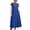 Blue, variant on Women's Cotton Linen Blend Midi Dress, Short Sleeve Empire Waist Casual Sundress, A-Line Flowy Summer Gown with Pockets