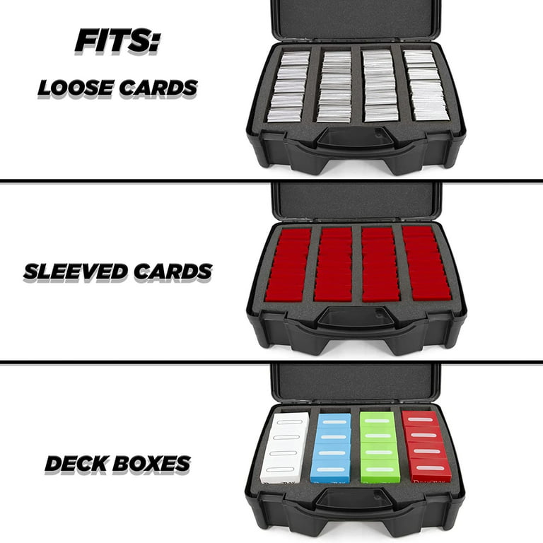 CASEMATIX 16 Trading Card Case and Card Game Organizer for 3200 Cards -  Hard Shell Card Case Holder for Trading Cards with 40 Foam Cubes 