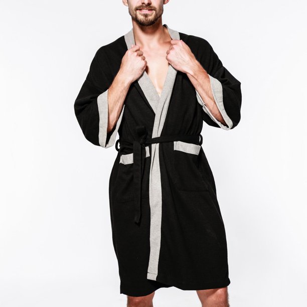 black mens bathrobe soft cotton bathrobe hot spring robe