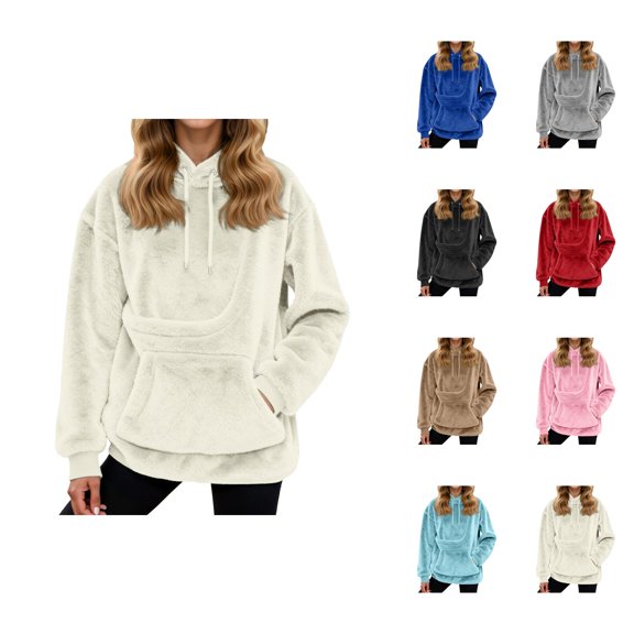 Women's Pet Carrier Hoodie 2026 Long Sleeve Plain Flannel Hooded Sweatshirt with Puppy Kitten Pocket Pullover Top