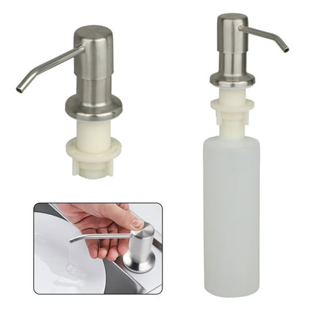 300ml Stainless Steel Liquid Soap Lotion Dispenser Polish Kitchen Sink Liquid Pump Bottle For Kitchen Or Bathroom Countertops Brushed