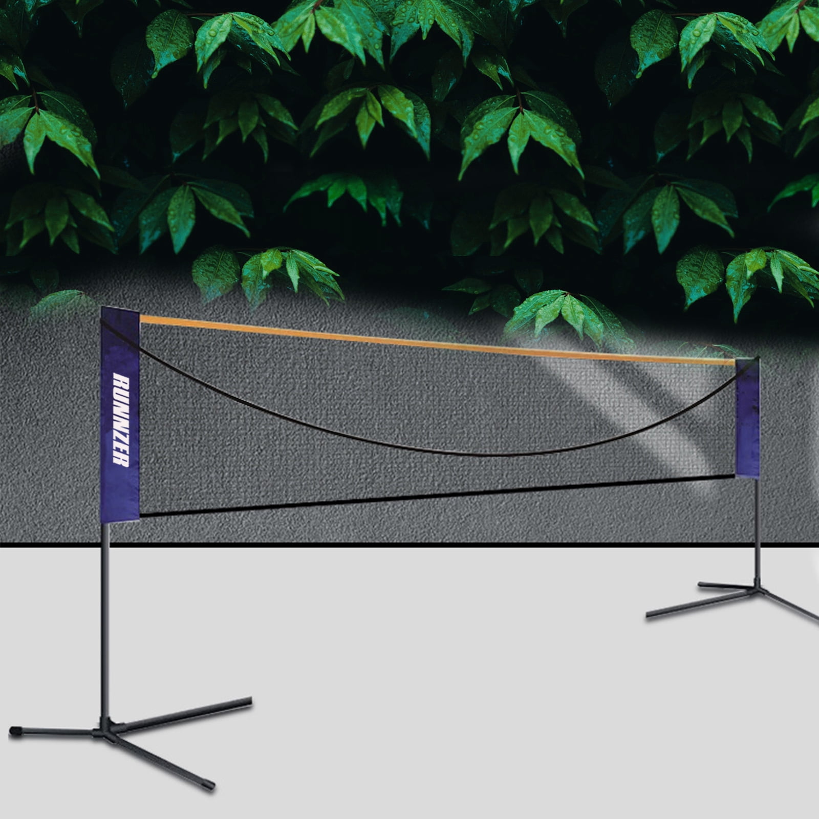 RUNNZER Portable Badminton Net Set, Adjustable Height Tennis Net, Kids Volleyball,Soccer Net Easy Setup Nylon Sports Net with Poles for Backyard, Indoor, Outdoor, Beach