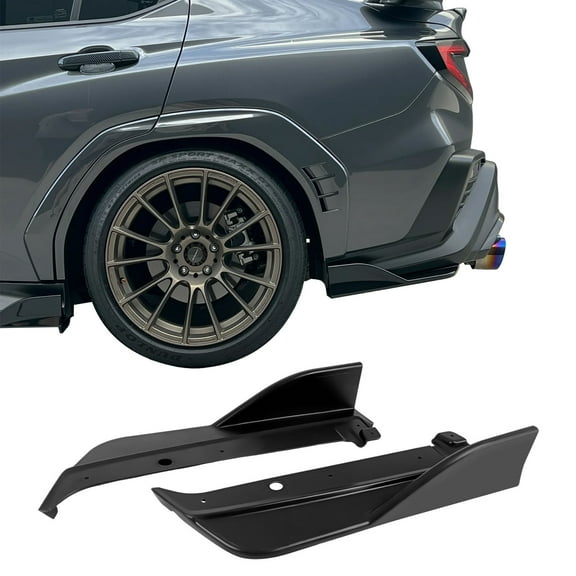 Ikon Motorsports Rear Aprons Compatible with 2022-2025 Subaru WRX Matte Black ABS Plastic Rear Bumper Lip Lower Side Spat Valance Winglet Canard Protector 2PCS