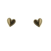 18K Solid Yellow Gold Tiny Flat Heart Covered Screwback Earrings