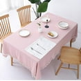 thumbnail image 3 of Fennco Styles Tiny Houndstooth Design Everyday Tablecloth 56" W X 56" L - Pink Cotton Blend Tassels Table Cover for Dining Room, Banquets, Holidays, Special Events and Home Décor, 3 of 5