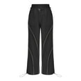 thumbnail image 4 of Womens Parachute Pants Wide Leg Drawstring Low Waist Side Striped Baggy Cargo Pants Casual Fashion Streetwear Joggers, 4 of 9