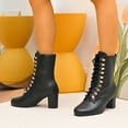 thumbnail image 2 of Black Women'S British Style Boots With Thick Heel And Solid Color For Elevation Comfortable Wear In Autumn And Winter, 2 of 9