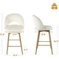 thumbnail image 2 of Swivel Bar Stools Set of 3, Counter Height Barstools for Kitchen Island, 26" Seat Height Bar Chairs for Dining Room, Upholstered Bar Stool with Back and Footrest, White, 2 of 9