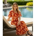 thumbnail image 3 of HAPPY BAY Women's Beachwear Swimsuit Coverups for Women Summer Cover ups for Swimwear Women Button up Beach Dress Night T Shirt for Women L-XL Ruby, Floral Hibiscus, 3 of 5