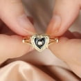 thumbnail image 3 of K-KED Bohemian Heart Golden Color Ring for Women Love Heart Black Enamel Ring-#8, 3 of 6