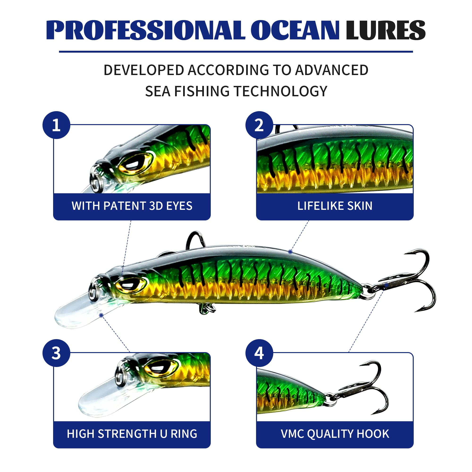 Mightlink 6.5cm/5.5g Fishing Lure Bait UV Printed Simulation 3D Fisheye Wobbler Sharp Hook Prevent Escape Universal Freshwater Sea Fishing Artificial