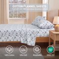 thumbnail image 3 of Regency Heights 100% Cotton Flannel Sheet Set Queen Size, 4-Piece Brushed Flannel Bed Sheets, Blue Forest Reindeer Holiday Bedding Set with Fitted Sheet & Pillowcases, Gift for Christmas, 3 of 8