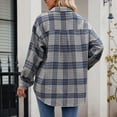 thumbnail image 4 of larppty Women's Casual Cotton Plaid Shirts Long Sleeve Button-Down Flannel Overshirt Jacket (Blue, M), 4 of 6