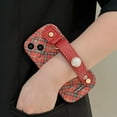 thumbnail image 5 of Compatible with iPhone Case,Splice Plaid Checkered Design Wristband [Compatible with Wireless Charging] Camera Lens Protection Soft Shockproof Cover Phone Case (Red,iPhone 12), 5 of 6