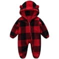 thumbnail image 2 of Maqroz Kids Boy Girl Plaid Fleece Romper Long Sleeve Hooded Jumpsuit Pajamas Winter Warm Bodysuit Sleepwear, 2 of 6