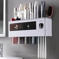thumbnail image 7 of Asunby  Punch-Free Wall-Mounted Toothbrush Cup Holder, an Automatic Toothpaste Dispenser, a Multifunctional Bathroom Accessory Set with Cups and Storage Functions, and a Bathroom Storage Box, 7 of 7