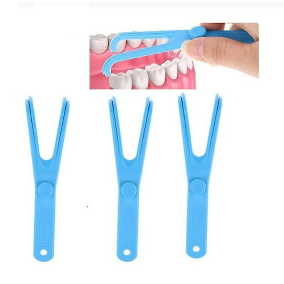 Dental Floss Holder Aid Oral Hygiene Toothpicks Holder Interdental Teeth Cleaner (3 Pieces, Blue) Betterlifefg