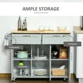 thumbnail image 4 of HOMCOM Kitchen Island on Wheels, Kitchen Cart w/ Drawers, Storage Cabinets, 4 of 10