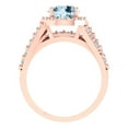 thumbnail image 4 of 2.32 ct Brilliant Round Cut Natural Aquamarine 18K Rose Gold Halo Solitaire with Accents Engagement Bridal Wedding Ring Band Set size 10.75, 4 of 7